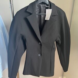 & Other Stories Fitted Scuba Feel Black Blazer in Size 34